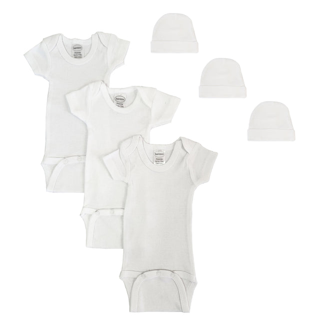 Preemie Unisex Baby Onezies and Caps - 6 Pack NC_0226