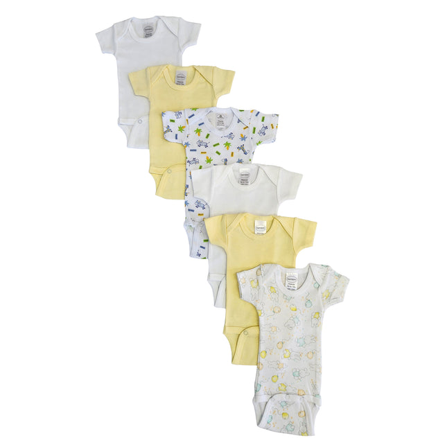 Baby Boy, Baby Girl, Unisex Short Sleeve Onezies Variety (Pack of 6) NC_0234