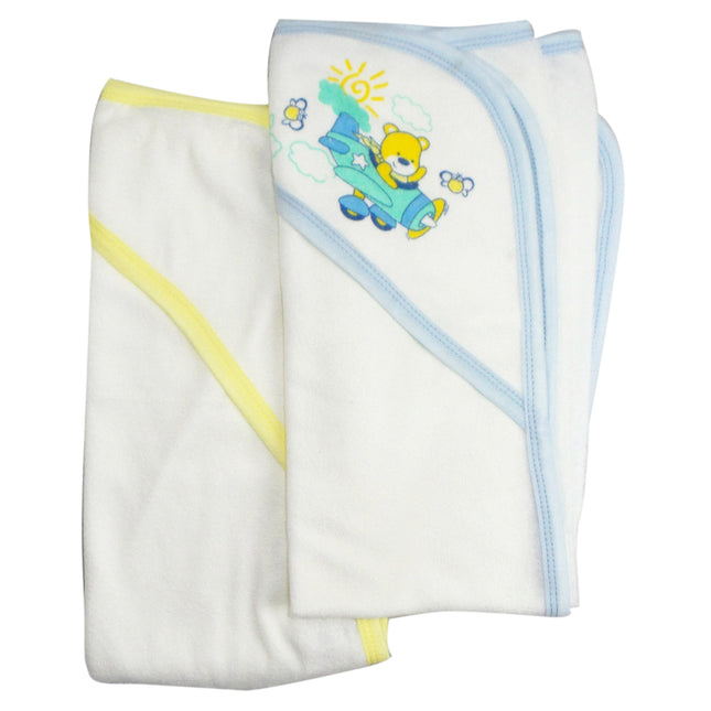 Infant Hooded Bath Towel (Pack of 2) 021B-Blue-021B-Yellow