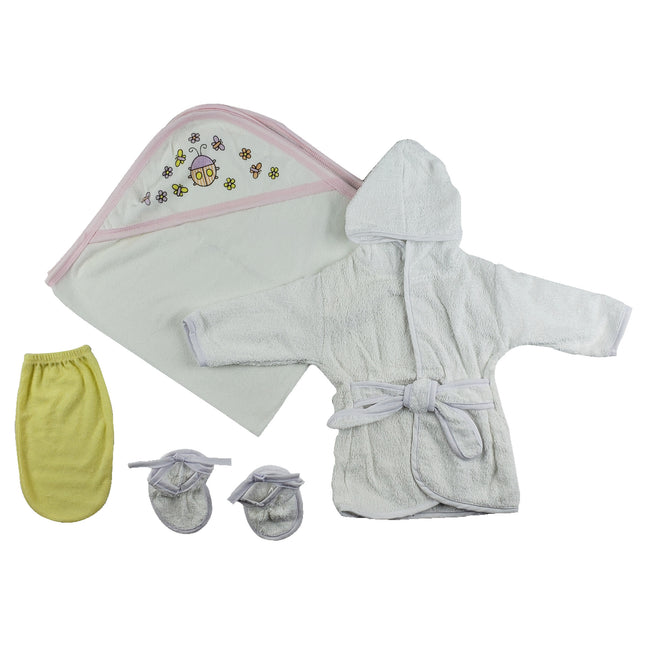 Girls Infant Robe, Hooded Towel and Washcloth Mitt - 3 pc Set  CS_0002