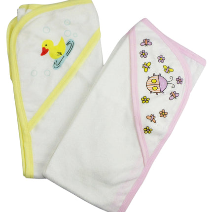 Infant Hooded Bath Towel (Pack of 2) 021-Pink-021-Yellow