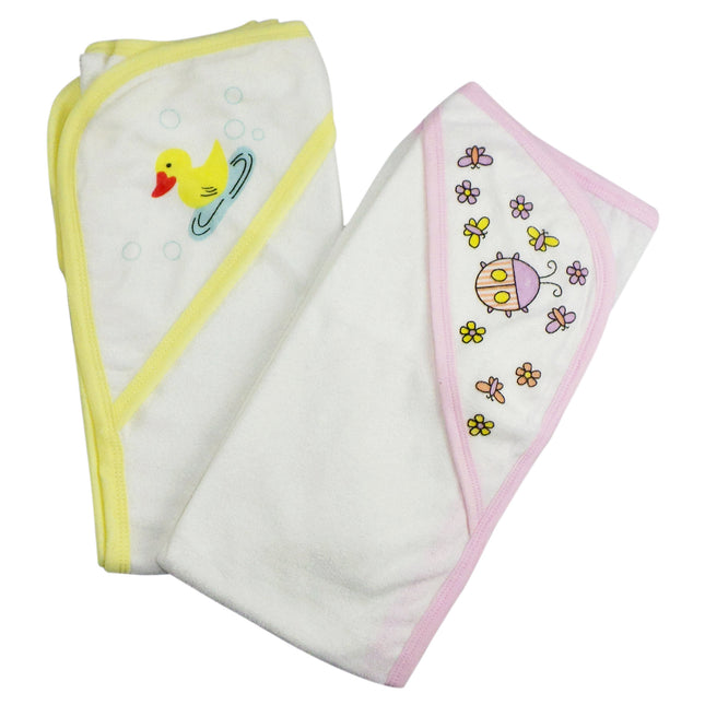 Infant Hooded Bath Towel (Pack of 2) 021-Pink-021-Yellow