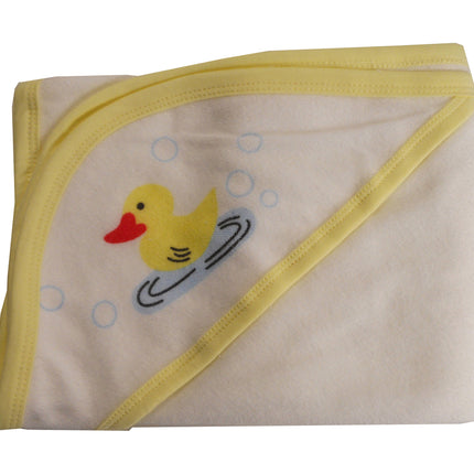 Hooded Towel with Yellow Binding and Screen Prints 021SY