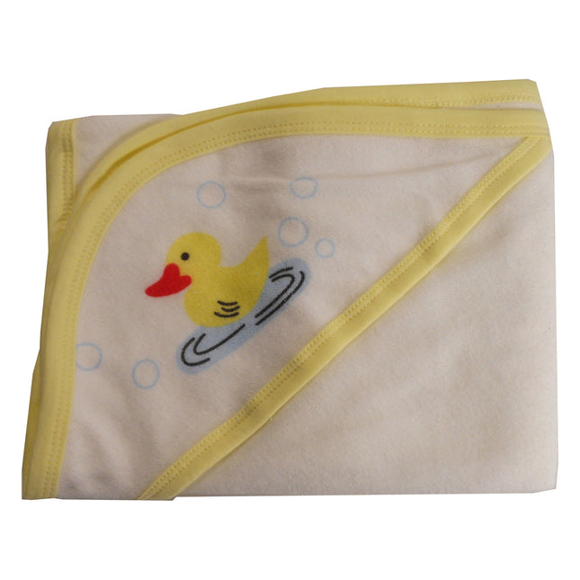 Hooded Towel with Yellow Binding and Screen Prints 021SY