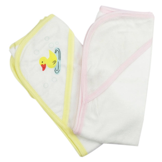 Infant Hooded Bath Towel (Pack of 2) 021-Yellow-021B-Pink
