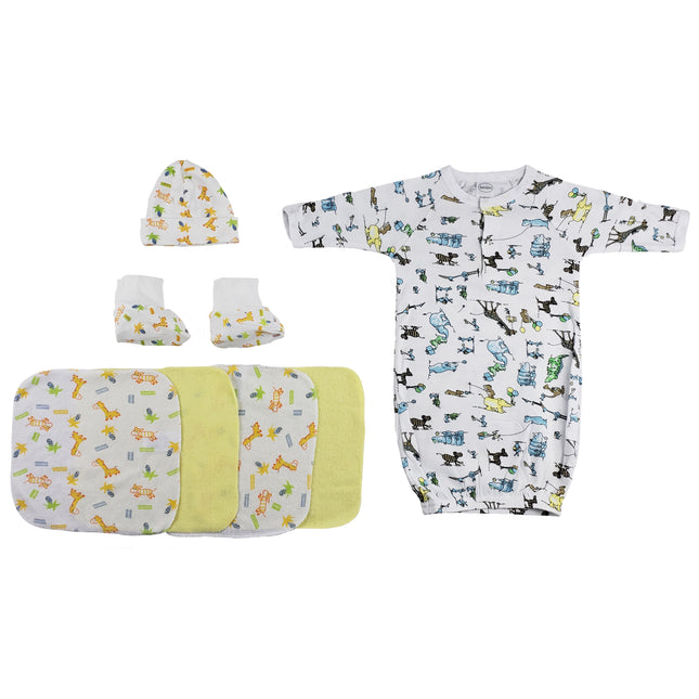 Gown, Cap Booties and Washcloths - 7 pc Set CS_0018