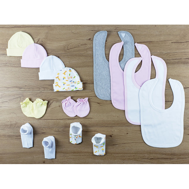 13 pc Set of Bibs, Caps, Booties LS_0640