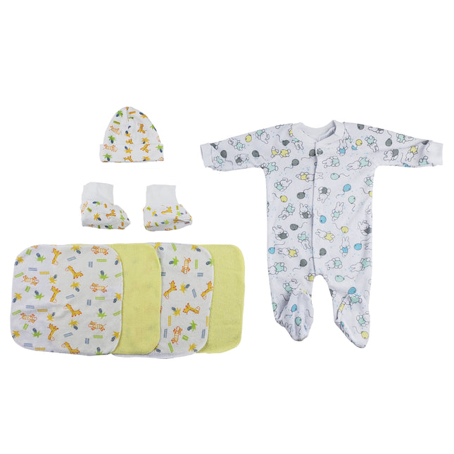 Sleep-n-Play, Cap Booties and Washcloths - 7 pc Set CS_0022