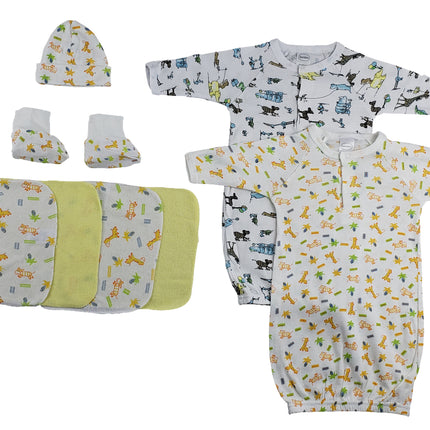 Gowns, Cap Booties and Washcloths - 8 pc Set CS_0024