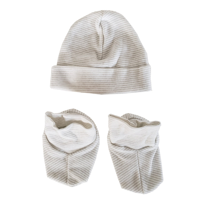 Baby Cap and Bootie Set 030.STRIPED.GREY