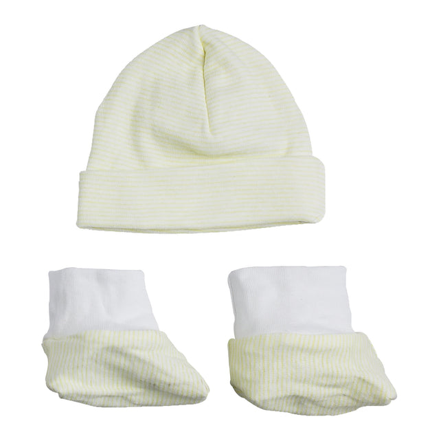Baby Cap and Bootie Set 030.STRIPED.YELLOW