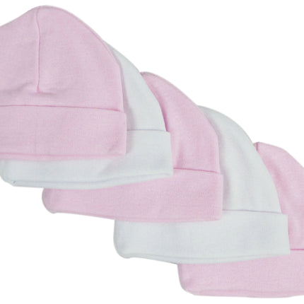 Pink & White Baby Caps (Pack of 5) 031-PINK-3-W-2