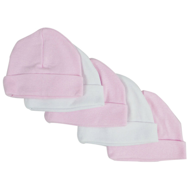 Pink & White Baby Caps (Pack of 5) 031-PINK-3-W-2