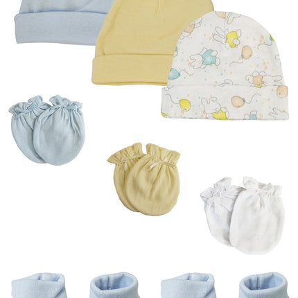 Preemie Baby Boy Caps with Infant Mittens and Booties - 8 Pack NC_0207