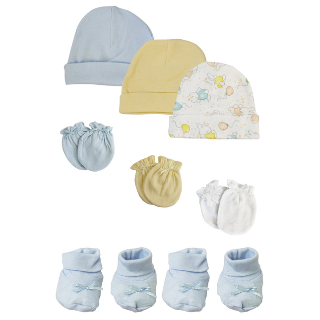 Preemie Baby Boy Caps with Infant Mittens and Booties - 8 Pack NC_0207