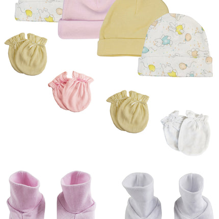 Girls Baby Caps, Booties and Mittens (Pack of 10) NC_0271