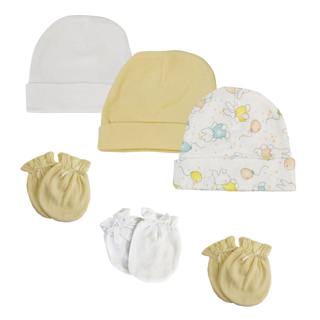 Baby Boy, Baby Girl, Unisex Infant Caps and Mittens (Pack of 6) NC_0278