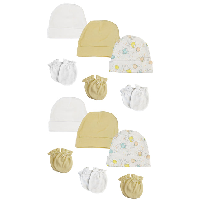 Baby Boy, Baby Girl, Unisex Infant Caps and Mittens (Pack of 12) NC_0280