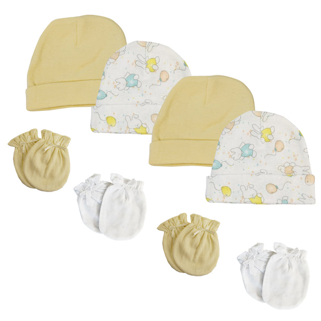 Baby Boy, Baby Girl, Unisex Infant Caps and Mittens (Pack of 8) NC_0283