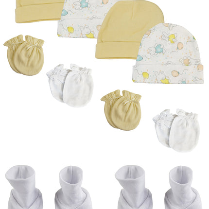 Baby Boy, Baby Girl, Unisex Infant Caps, Booties and Mittens (Pack of 10) NC_0284