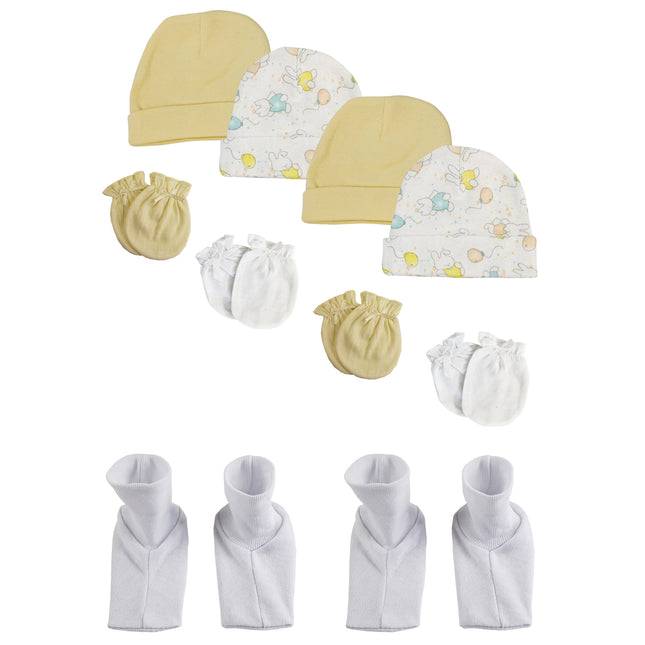 Baby Boy, Baby Girl, Unisex Infant Caps, Booties and Mittens (Pack of 10) NC_0284