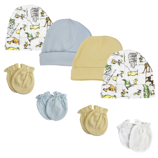Boys Baby Caps and Mittens (Pack of 8) NC_0288