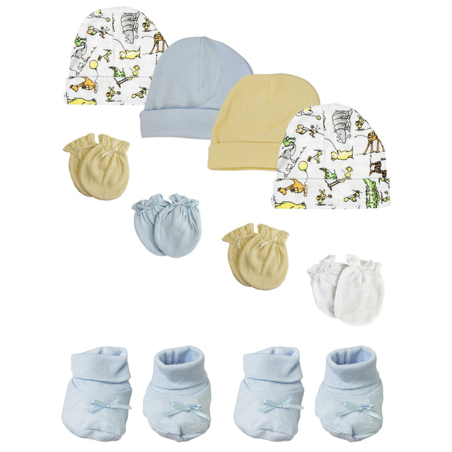 Preemie Baby Boy Caps with Infant Mittens and Booties - 10 Pack NC_0210