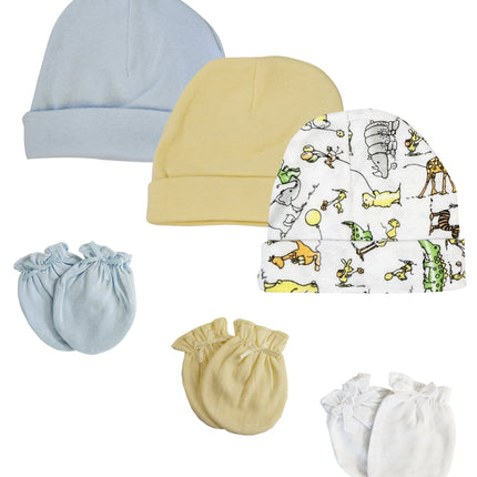 Boys Baby Caps and Mittens (Pack of 6) NC_0291