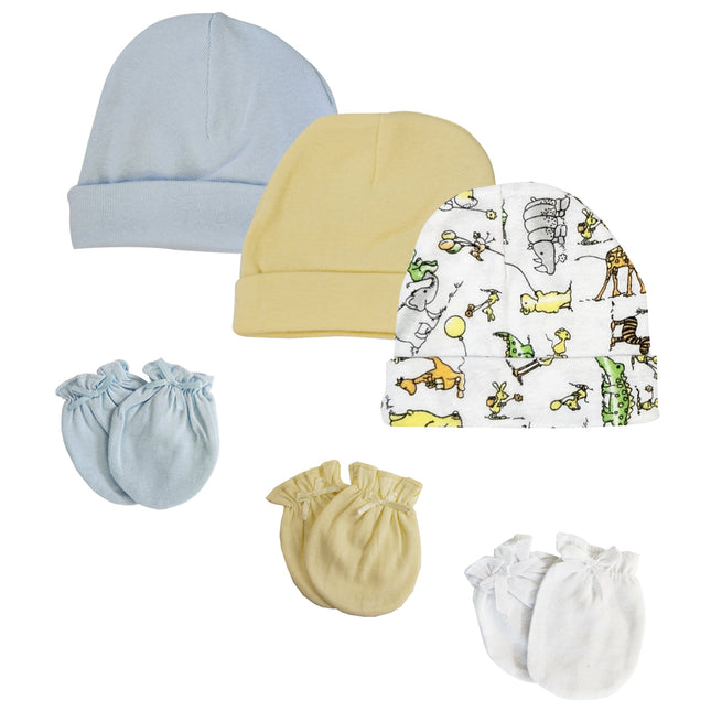 Boys Baby Caps and Mittens (Pack of 6) NC_0291