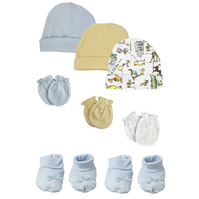 Preemie Baby Boy Caps with Infant Mittens and Booties - 8 Pack NC_0211
