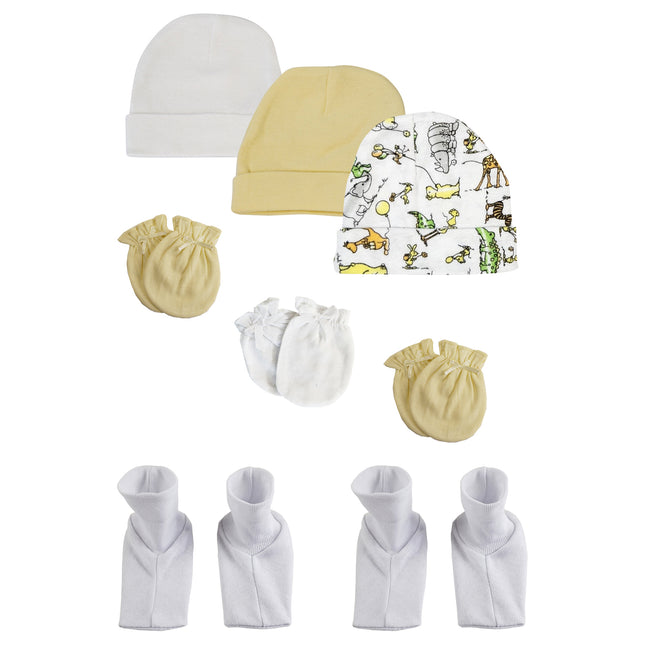 Baby Boy, Baby Girl, Unisex Infant Caps, Booties and Mittens (Pack of 8) NC_0303