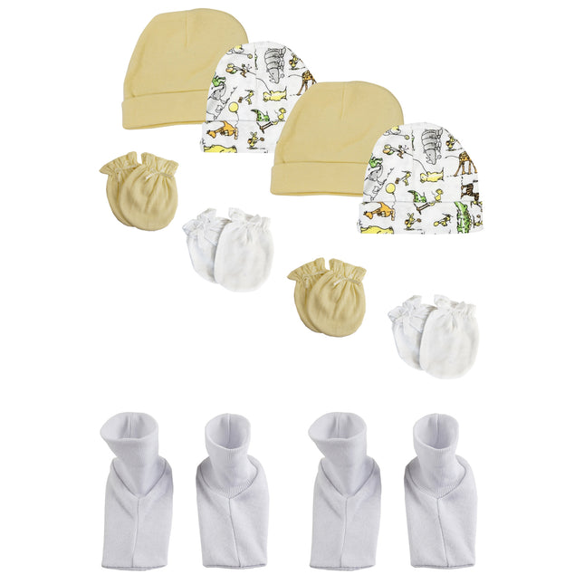 Baby Boy, Baby Girl, Unisex Infant Caps, Booties and Mittens (Pack of 10) NC_0308