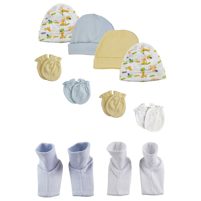 Baby Boy Infant Caps, Booties and Mittens (Pack of 10) NC_0313