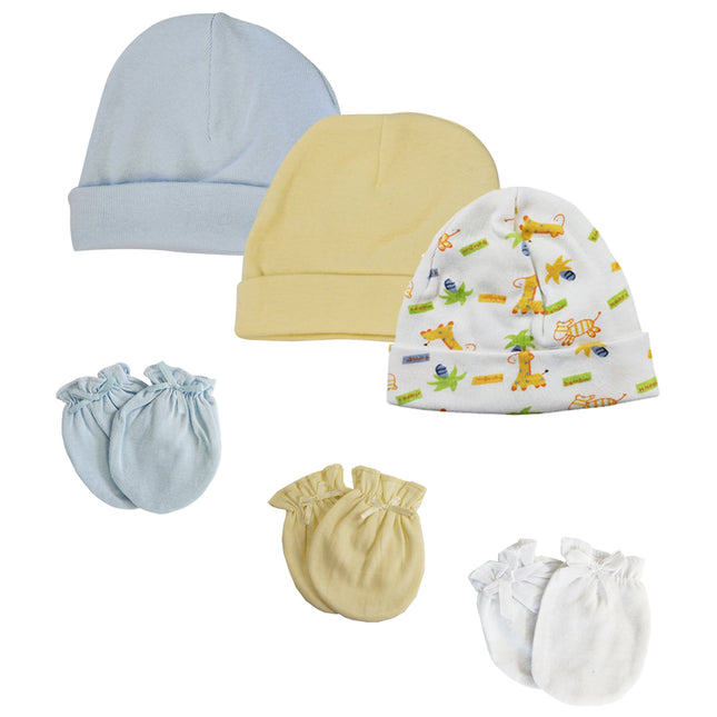 Baby Boy Infant Caps and Mittens (Pack of 6) NC_0315
