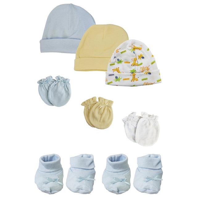 Preemie Baby Boy Caps with Infant Mittens and Booties - 8 Pack NC_0214