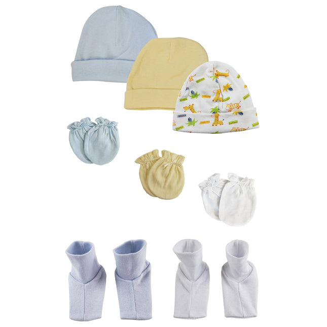 Baby Boy Infant Caps, Booties and Mittens (Pack of 8) NC_0316