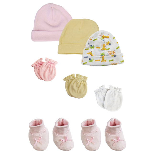 Preemie Baby Girl Caps with Infant Mittens and Booties - 8 Pack NC_0216