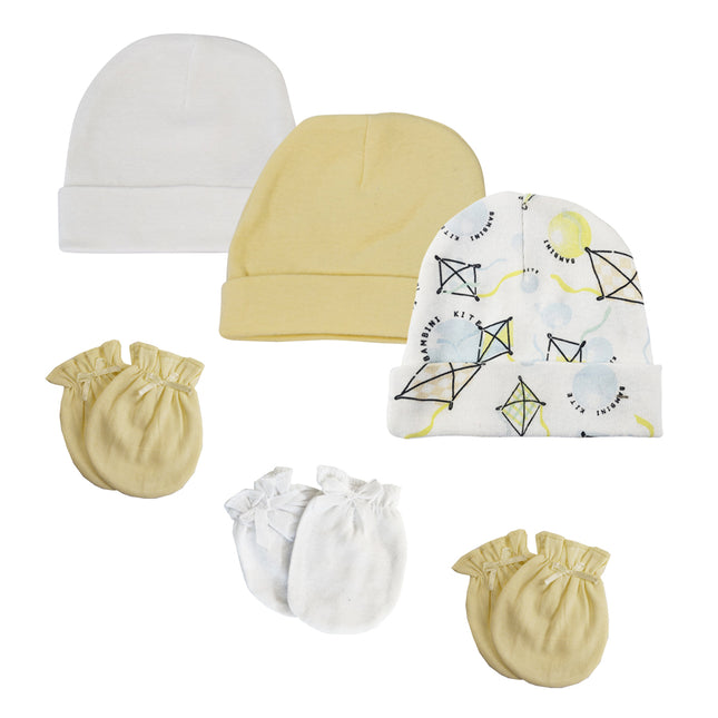 Baby Boy, Baby Girl, Unisex Infant Caps and Mittens (Pack of 6) NC_0329