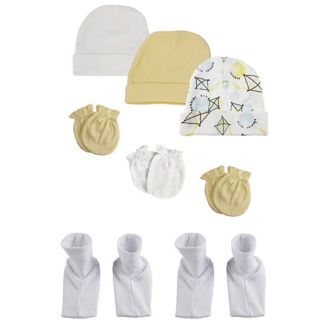 Baby Boy, Baby Girl, Unisex Infant Caps, Booties and Mittens (Pack of 8) NC_0330