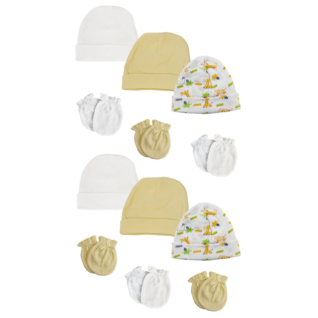Baby Boy, Baby Girl, Unisex Infant Caps and Mittens (Pack of 12) NC_0331