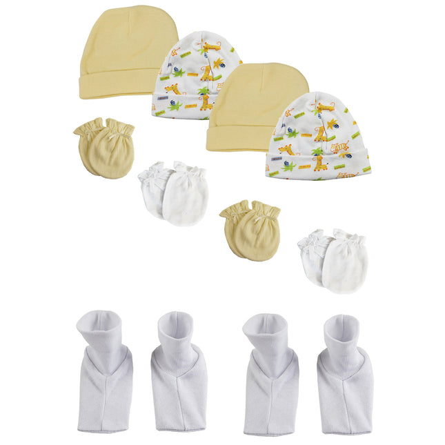 Baby Boy, Baby Girl, Unisex Infant Caps, Booties and Mittens (Pack of 10) NC_0335