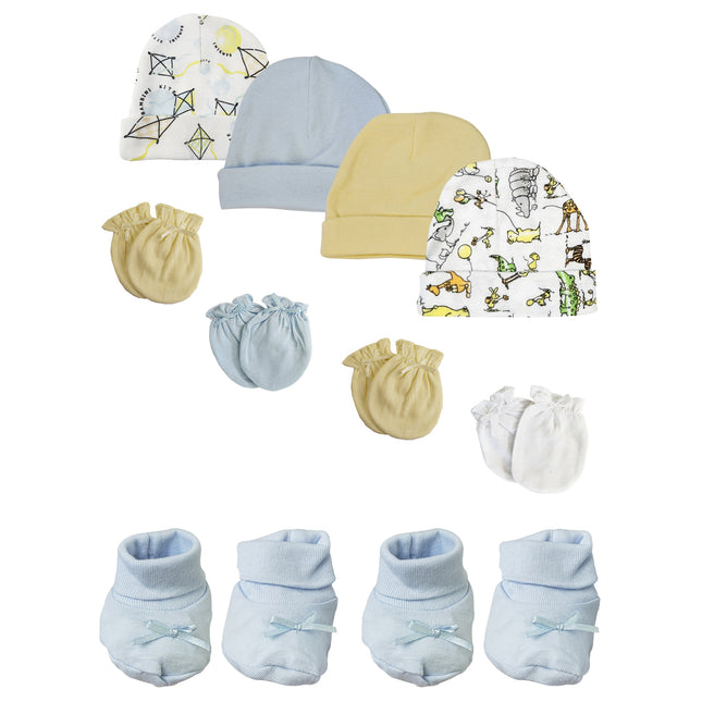 Preemie Baby Boy Caps with Infant Mittens and Booties - 10 Pack NC_0217