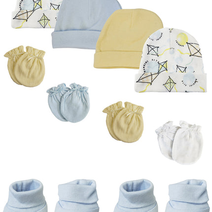 Preemie Baby Boy Caps with Infant Mittens and Booties - 10 Pack NC_0218