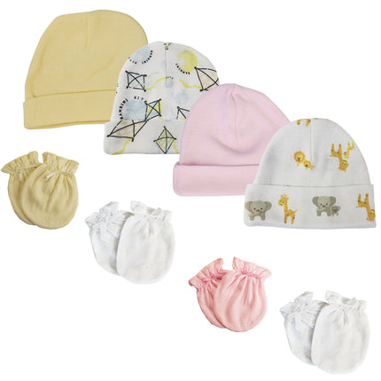 Baby Girls Caps and Mittens (Pack of 8) NC_0355