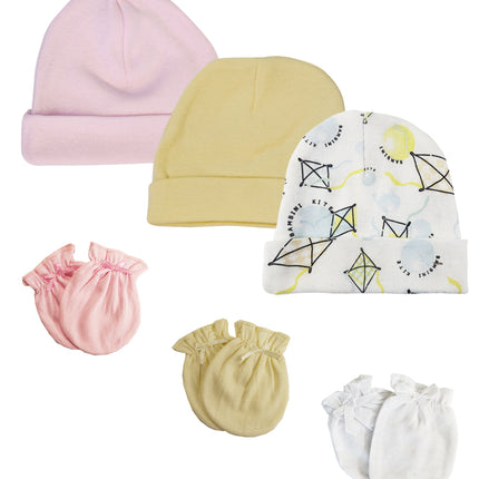Baby Girls Caps and Mittens (Pack of 6) NC_0357
