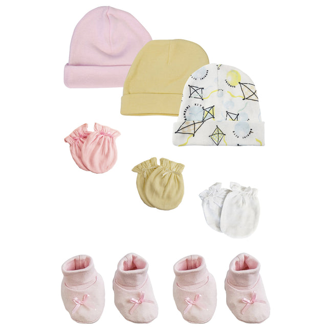 Preemie Baby Girl Caps with Infant Mittens and Booties - 8 Pack NC_0221