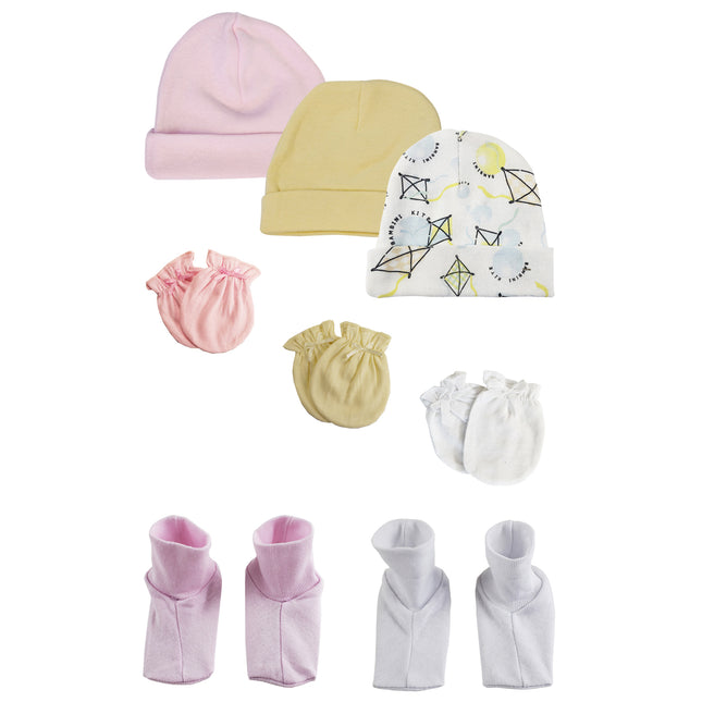 Baby Girls Caps, Booties and Mittens (Pack of 8) NC_0358