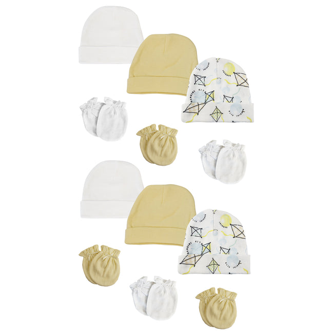 Baby Boy, Baby Girl, Unisex Infant Caps and Mittens (Pack of 12) NC_0364