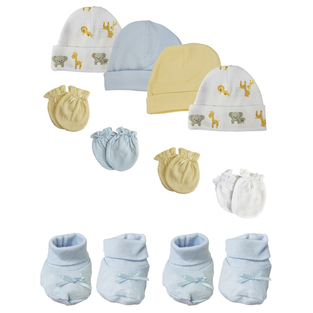 Preemie Baby Boy Caps with Infant Mittens and Booties - 10 Pack NC_0222