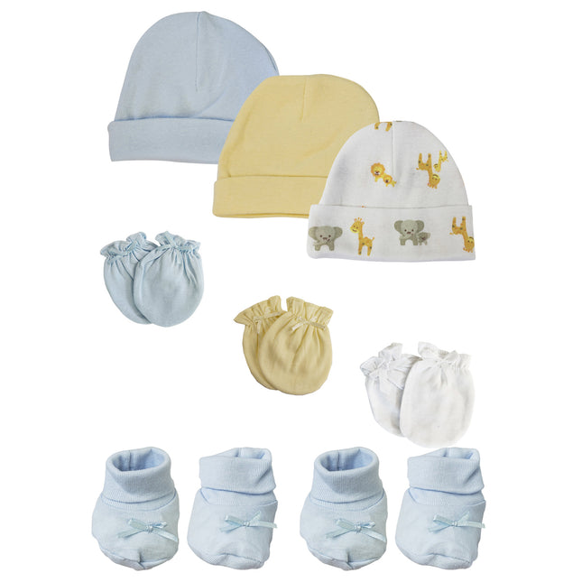 Preemie Baby Boy Caps with Infant Mittens and Booties - 8 Pack NC_0223